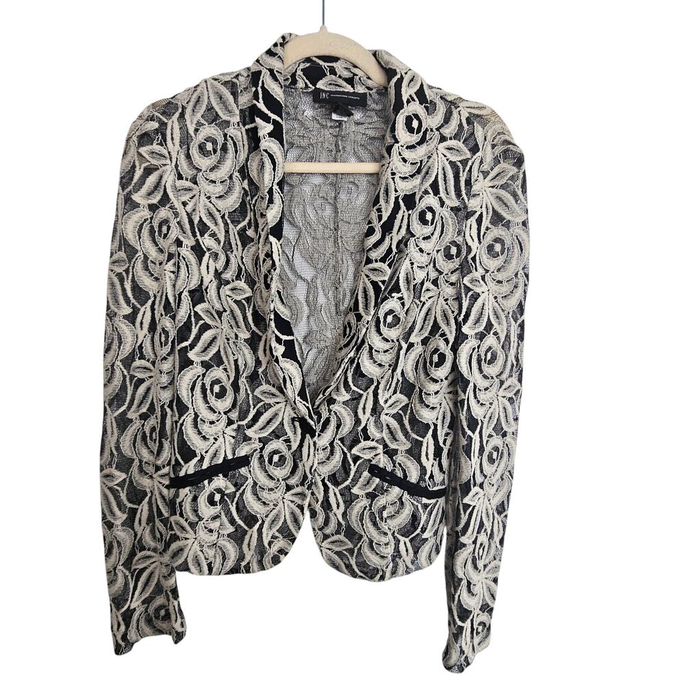 INC International Concepts Womens Lace Sheer Blazer Sz S Whimsygoth Fairy Grunge